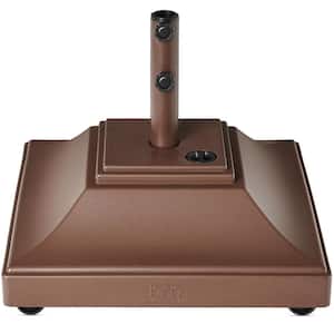 120 lbs. Fillable Capacity HDPE Plastic Mobile Patio Umbrella Base in Brown