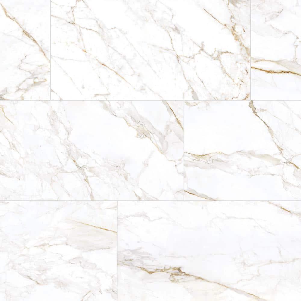 Daltile Kesler Marble Avorio 24 in. x 48 in. Polished Porcelain Floor ...