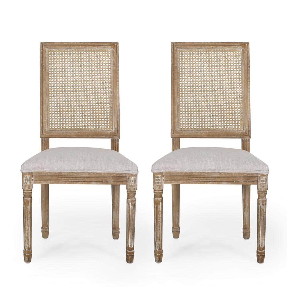 Beckstrom Light Gray and Natural Upholstered Dining Side Chair (Set of 2) -  Noble House, 106831