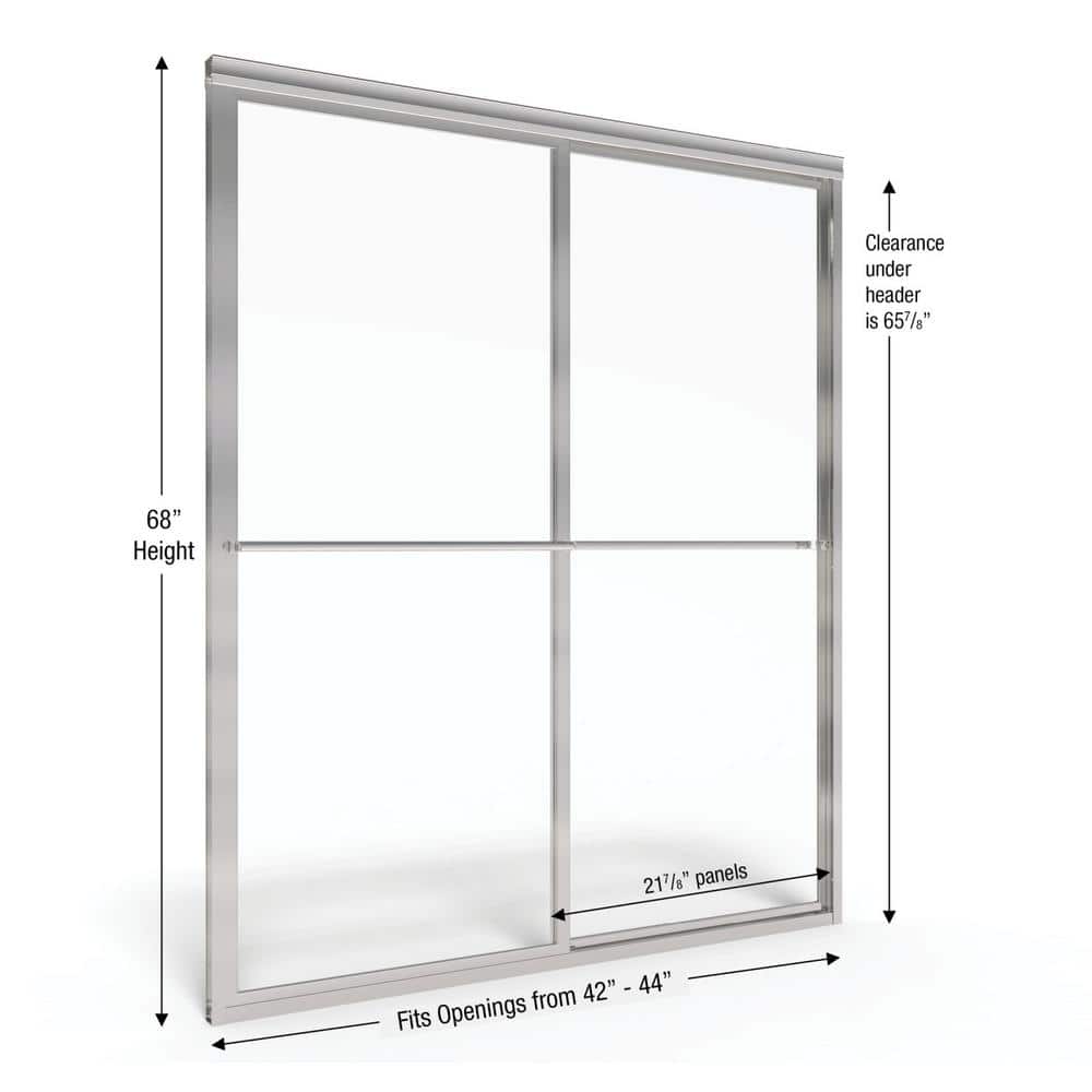 Deluxe 44" x 68" Brushed Nickel Framed Sliding Shower Door