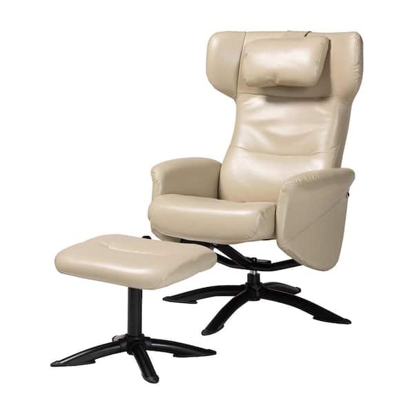 Elwood Beige and Black Arm Chair with Ottoman Set