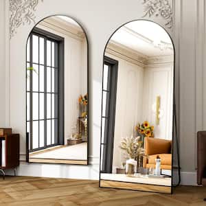 30 in. W x 70.8 in. H Arched Black Aluminum Alloy Framed Full Length Mirror Standing Floor Mirror