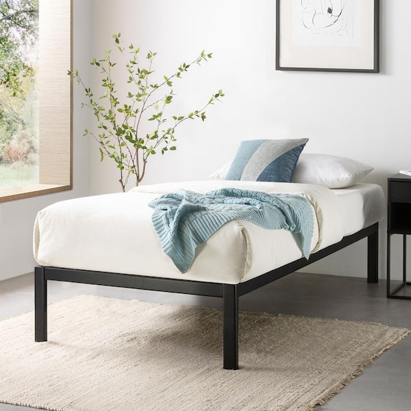 best price mattress Rocky Base C 14 in. Black Twin Metal Platform Bed, Patented Wide Steel Slats