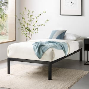 Rocky Base C 14 in. Black Twin Metal Platform Bed, Patented Wide Steel Slats