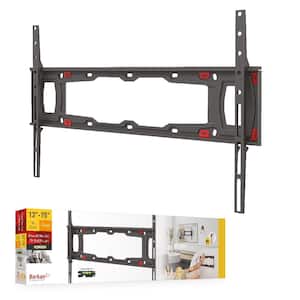 Barkan 29" to 75" Fixed No Stud Flat / Curved TV Wall Mount for Drywall, Black, No Drill, Very Low Profile