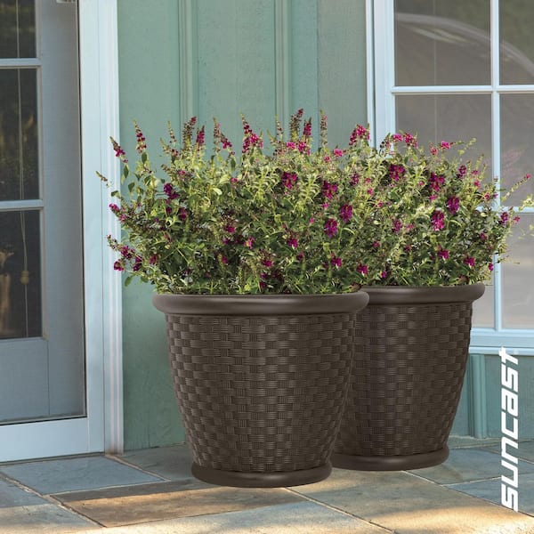 Sonora 18 in. Round Java Blow Molded Plastic Planter (2-Pack)