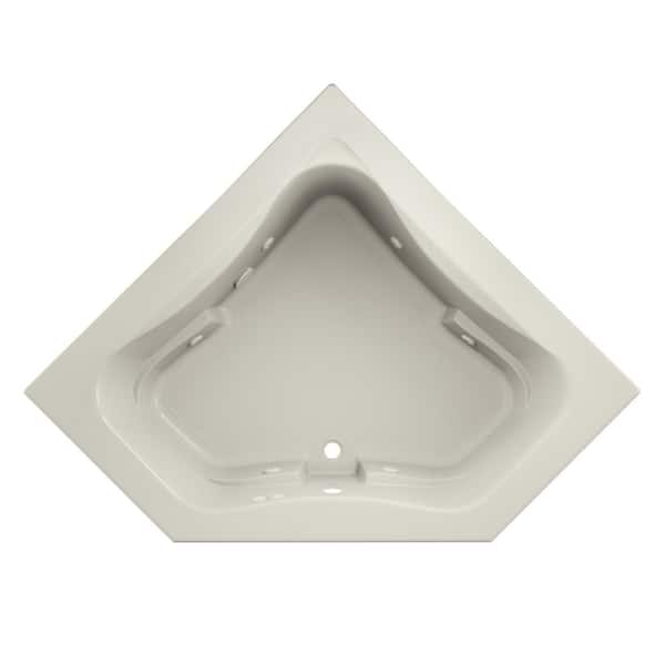 JACUZZI PROJECTA 60 in. x 60 in. Acrylic Corner Drop-In Whirlpool Bathtub with Heater in Oyster