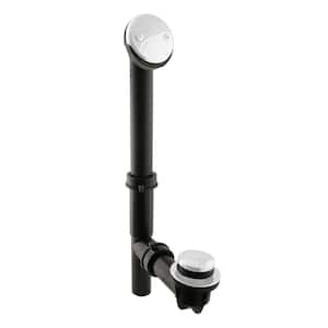 14 in. Black Poly Bath Waste & Overflow with Tip-Toe Drain Plug and 2-Hole Faceplate, Powder Coat White