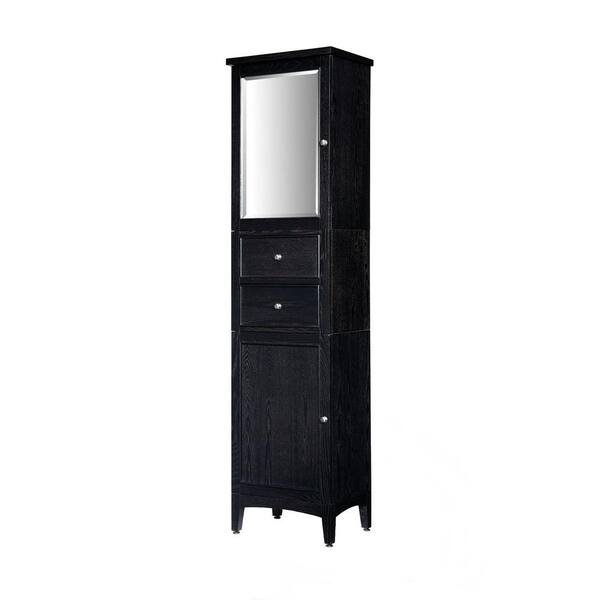 RYVYR Kent 19 in. W x 75 in. H x 14 in. D Bathroom Linen Storage Tower Cabinet with Mirror in Brown Ebony