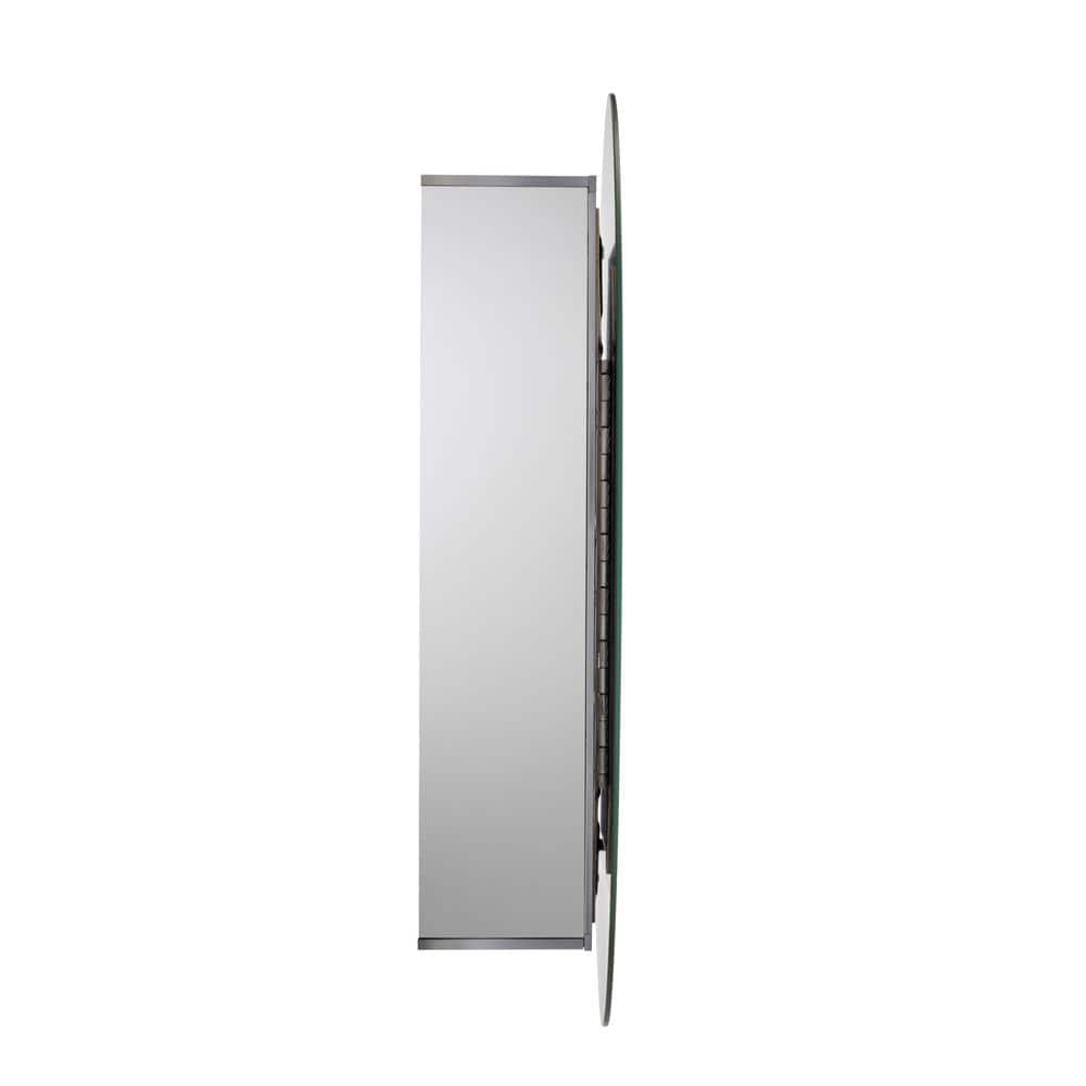 Polished Aluminum Wall-Mounted Bathroom Medicine Cabinet with Mirror