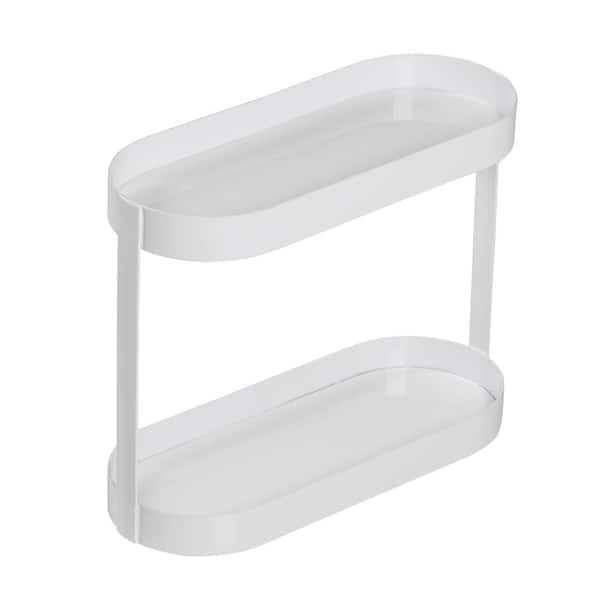 Honey-Can-Do Wall Mounted Bathroom Shelf with Towel Bar and Oval Top Tray, White