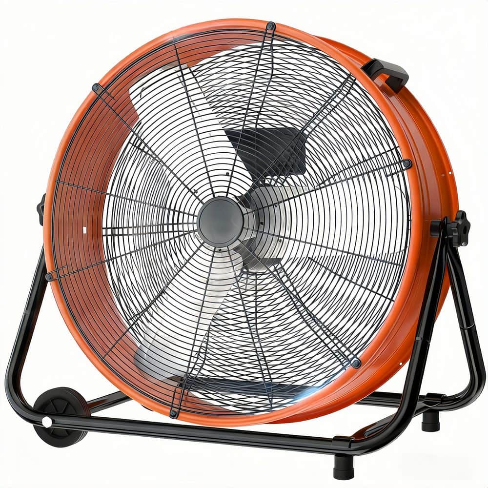 24 in. Orange Industrial Drum Fan-3-Speed Floor Fan, 360° Tilt, 8900 CFM High Velocity Fan for Warehouse, Garage price history on PriceWatchPro
