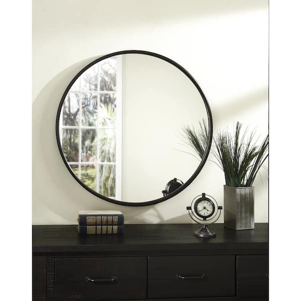 Martin Svensson Home Medium Round Oil, Oil Rubbed Bronze Bathroom Mirror With Shelf