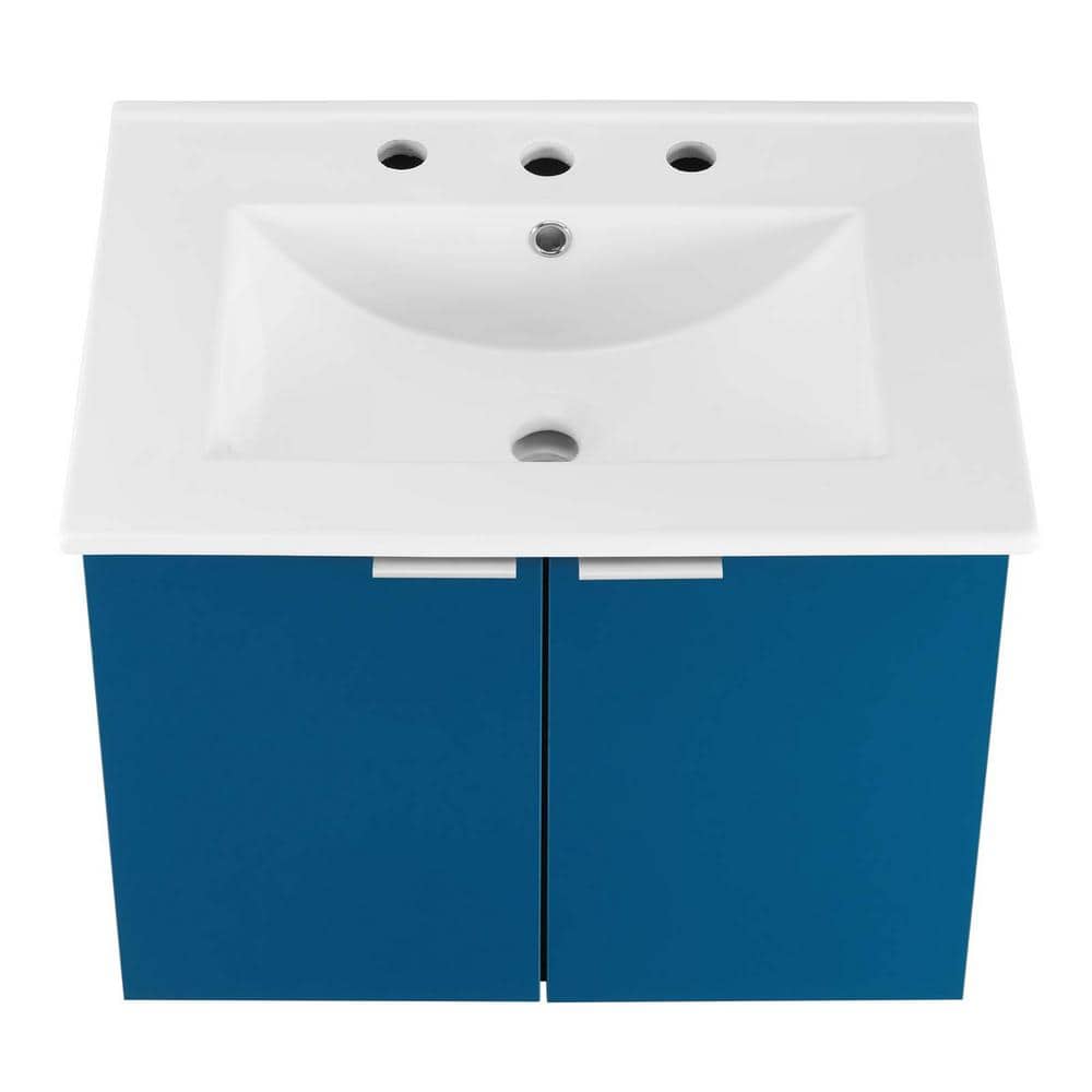 Maybelle Navy White 24" Wall-Mount Modern Bathroom Vanity