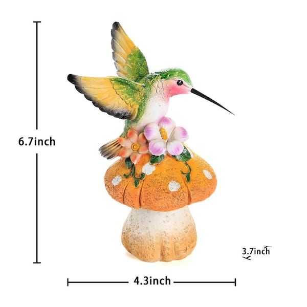 Phewnyzo 3.7 in. x 4.3 in. x 6.7 in. Hummingbird Stand on Mushroom
