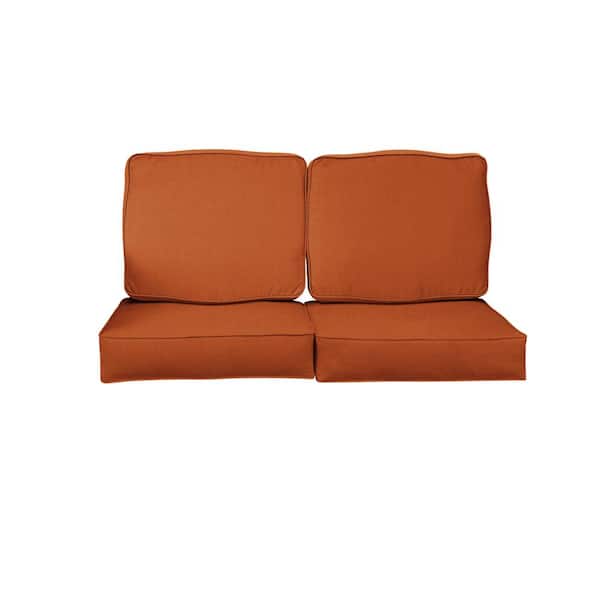 SORRA HOME 23 in. x 23.5 in. Sunbrella Canvas Rust Deep Seating Indoor/Outdoor Loveseat Cushion