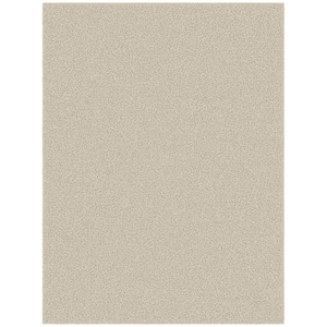 Shaggy Collection Non-Slip Rubberback Solid Soft Cream 5 ft. x 7 ft. Indoor Area Rug