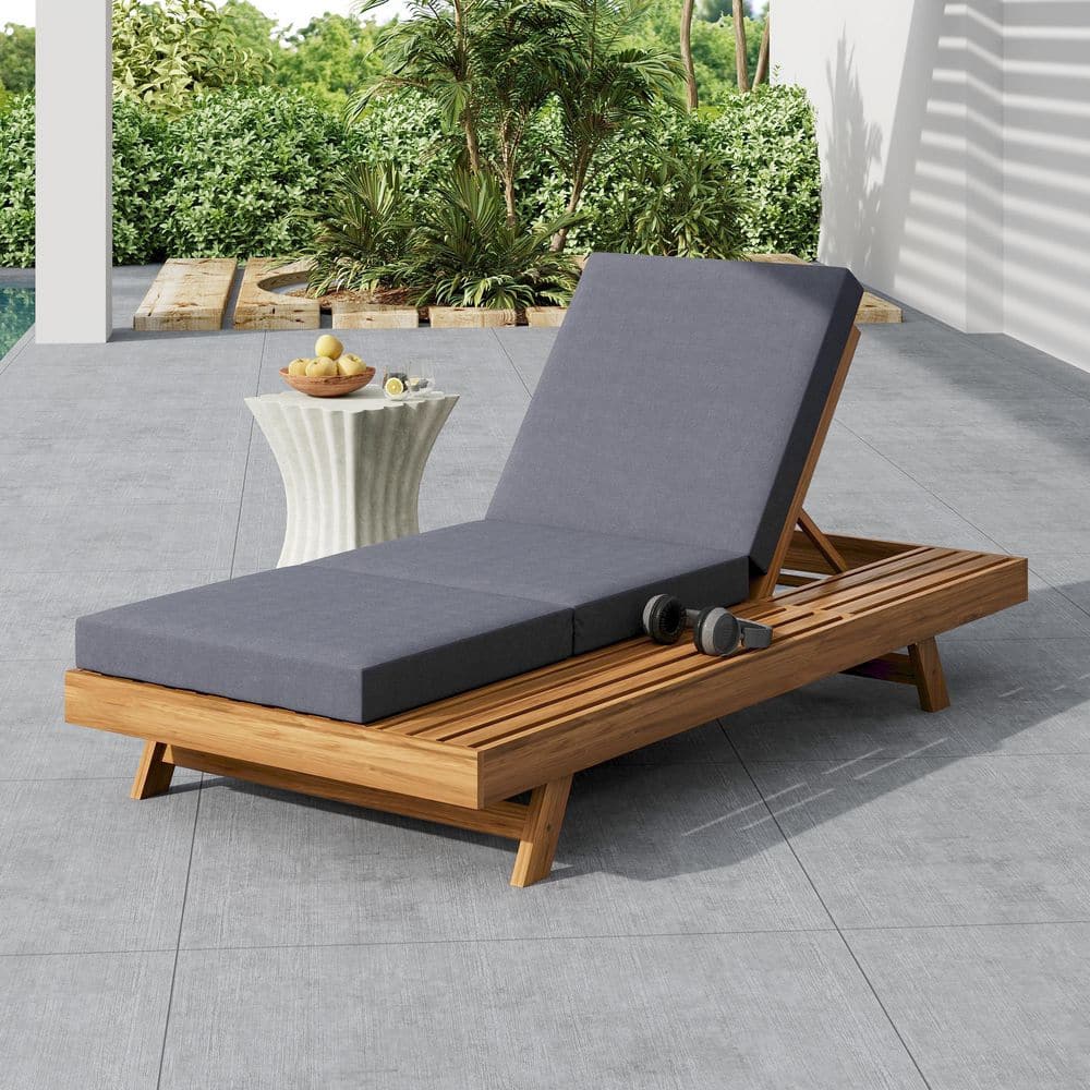 茶 ksks ksksS Teak Outdoor Chaise Lounge Set, Space Available On One Side Acacia