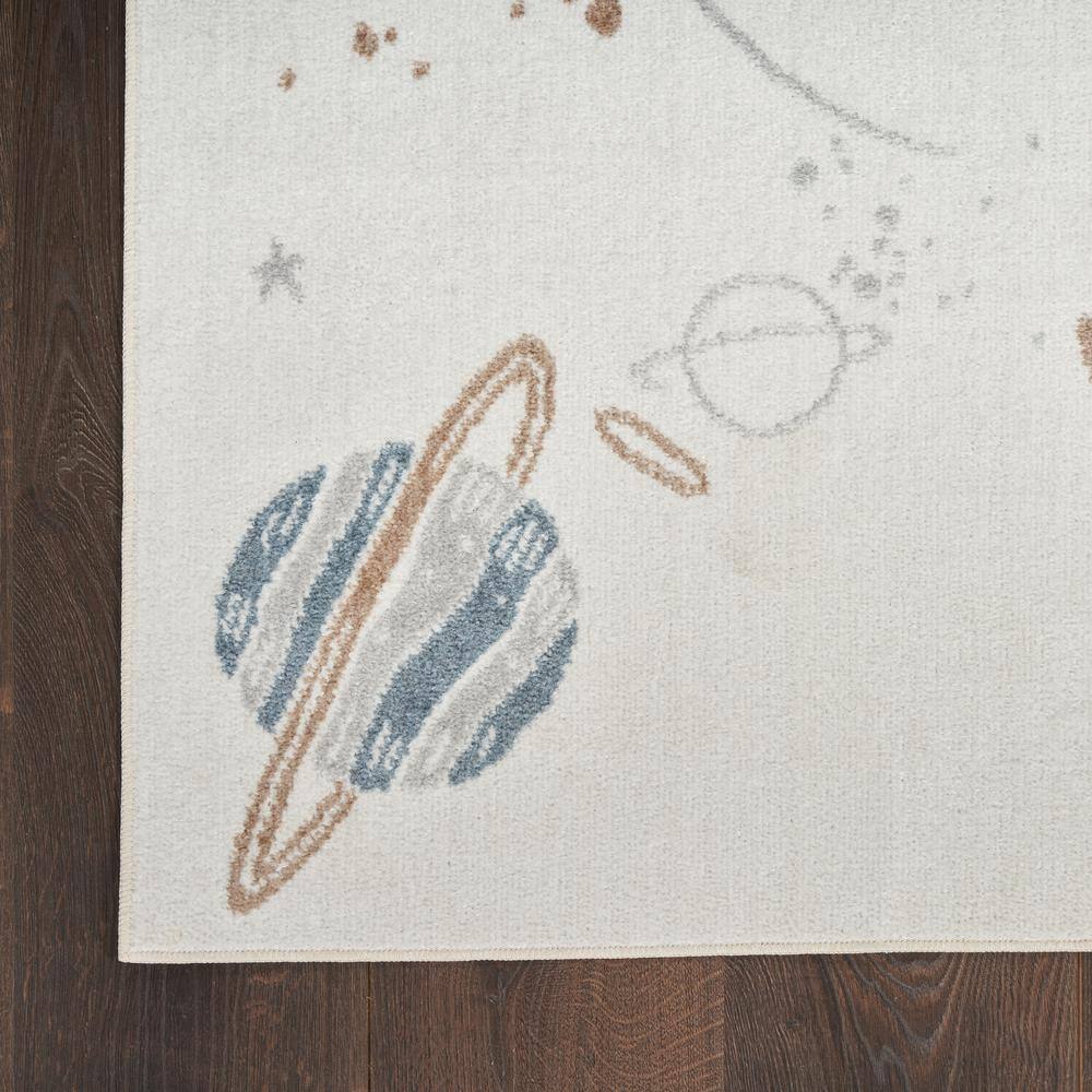 Ivory Multicolor Space Theme Kids Washable Area Rug 5' x 7'