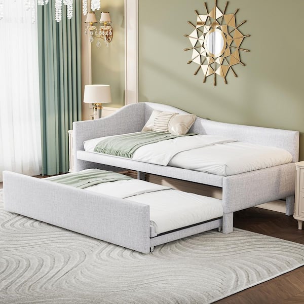 Harper & Bright Designs L-Shaped Beige Twin Size Upholstered