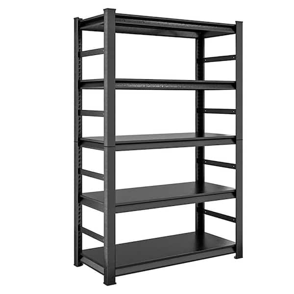 5 Tiers Metal Heavy-Duty Garage Storage Shelving Unit in Black (47 in. W x 78 in. H x 18 in. D)