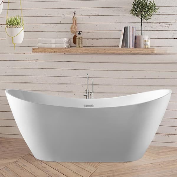 Vanity Art Reims 71 in. Acrylic Flatbottom Center Bathtub in White