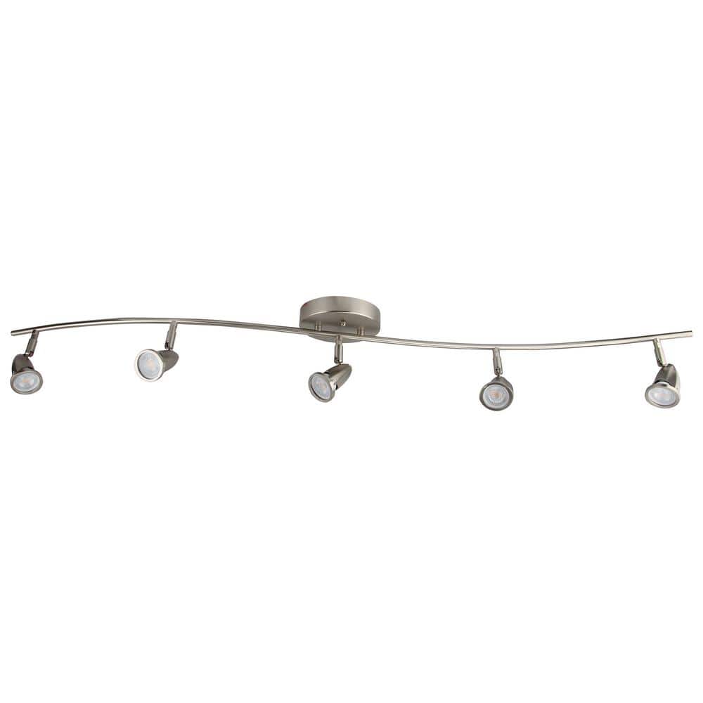 52 in. 5-Light Brushed Nickel Integrated LED Flush Mount Ceiling and Wall L