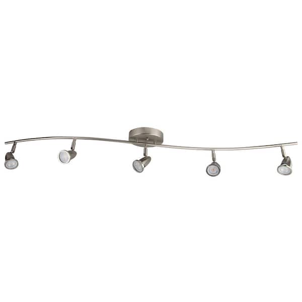 Unbranded 52 in. 5-Light Brushed Nickel Integrated LED Flush Mount Ceiling and Wall Light