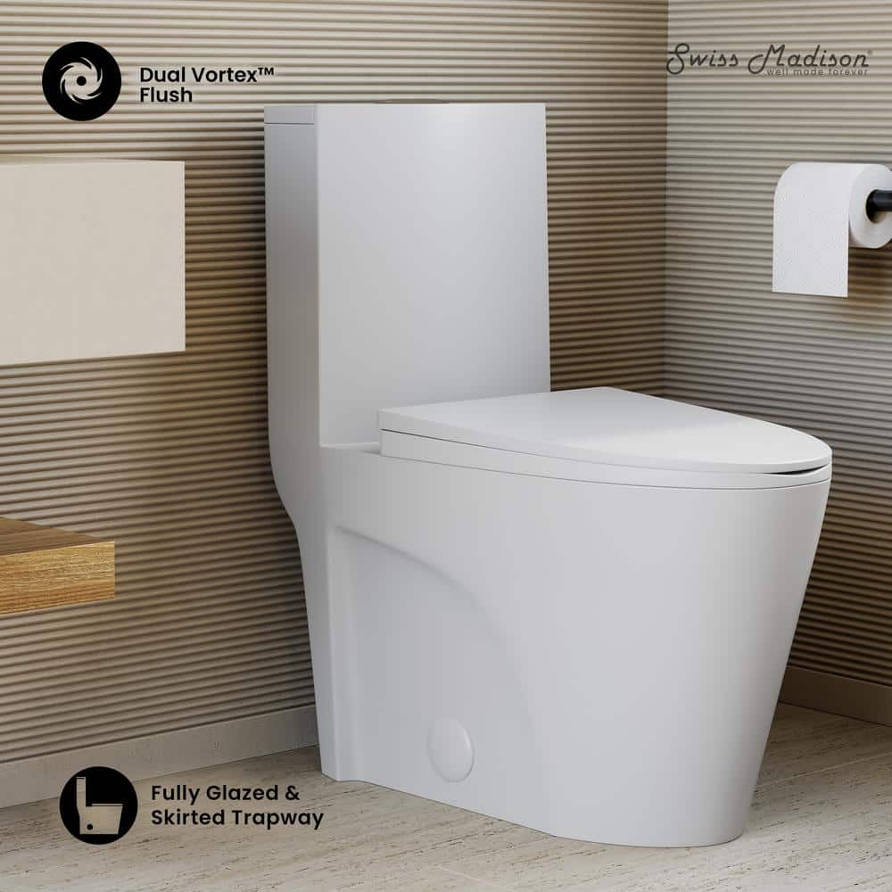 Matte White One-Piece Elongated Dual-Flush Toilet