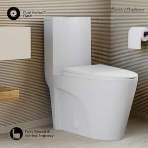 St. Tropez 1-Piece 1.1 GPF/1.6 GPF Dual Flush Elongated Toilet in Matte White Seat Included