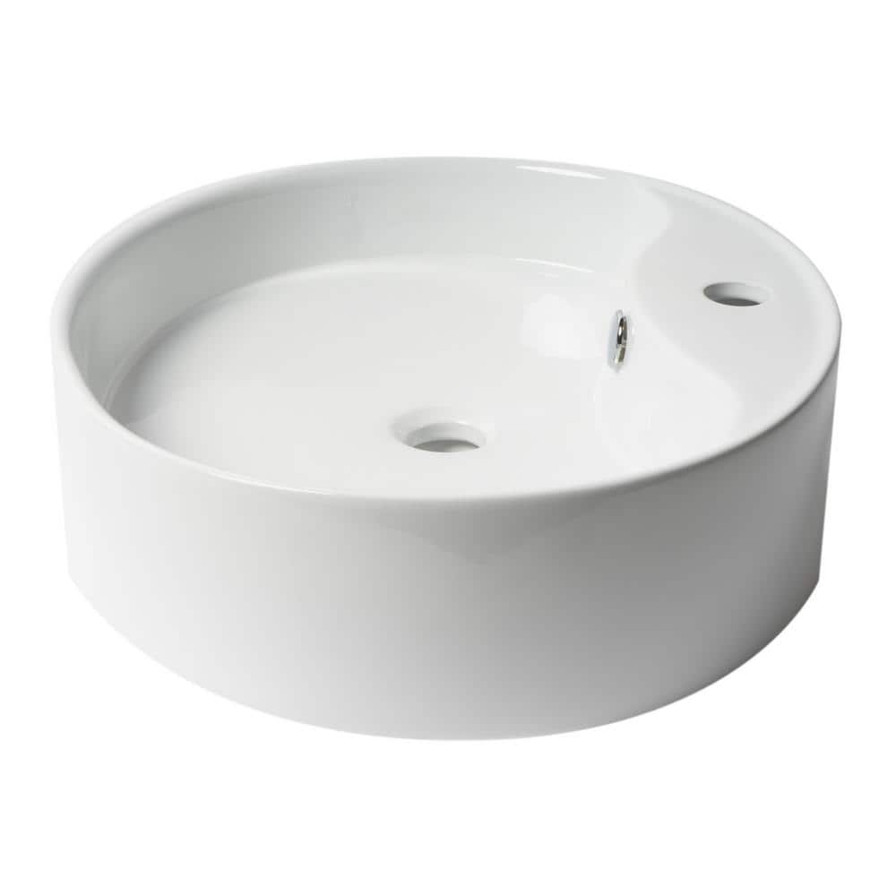 22" White Ceramic Oval Vessel Bathroom Sink