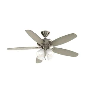 Renew Premier 52 in. Indoor Brushed Stainless Steel Dual Mount Ceiling Fan with LED Bulbs with Pull Chain