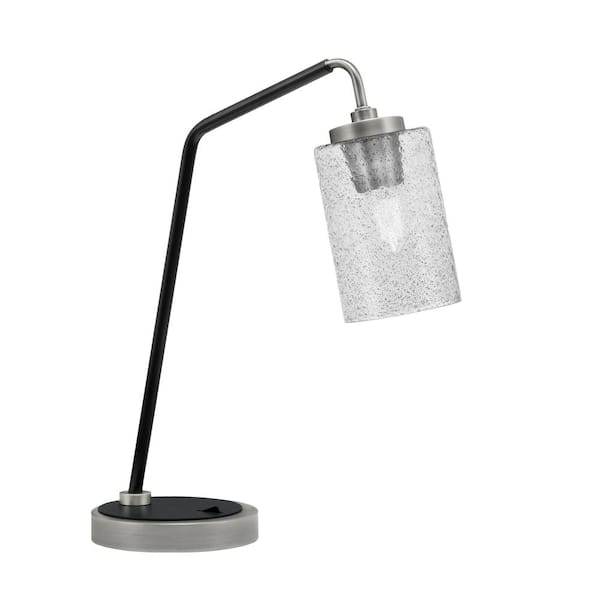 Unbranded Delgado 16.5 in. Graphite and Matte Black Piano Desk Lamp with Smoke Bubble Glass