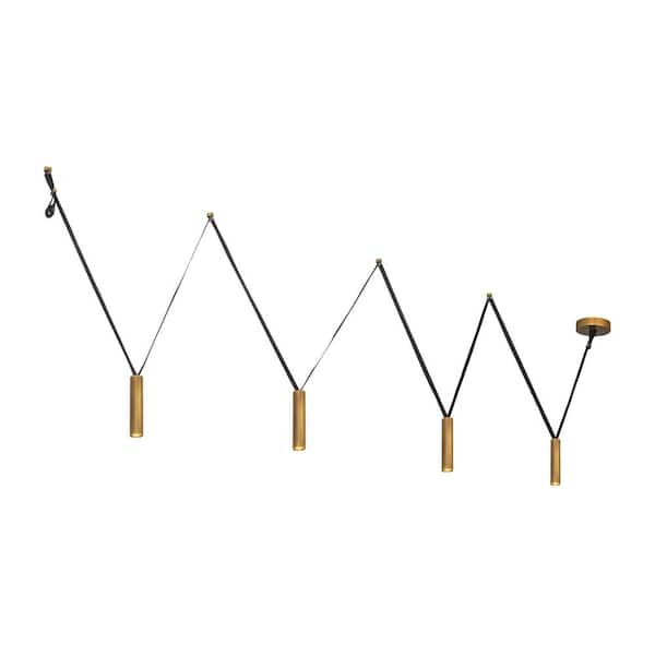 KUZCO Mason 4 in. 1 Light Vintage Brass Integrated LED Pendant Light