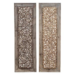 12 in. x 38 in. Global Inspired Abstract Natural Sea Grass Weave Wall Panels (2-Pack)