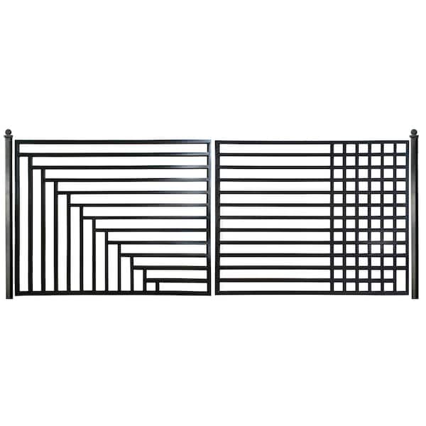 ALEKO 18 ft. x 6 ft. Kyiv Black Metal Steel Dual Swinging Driveway Fence Gate