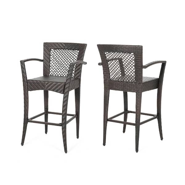 Misopily Natural Style Stackable Handcrafted Wicker Outdoor Bar Stool with Stable and Sturdy Tapered legs in Multi Brown (2-Pack)