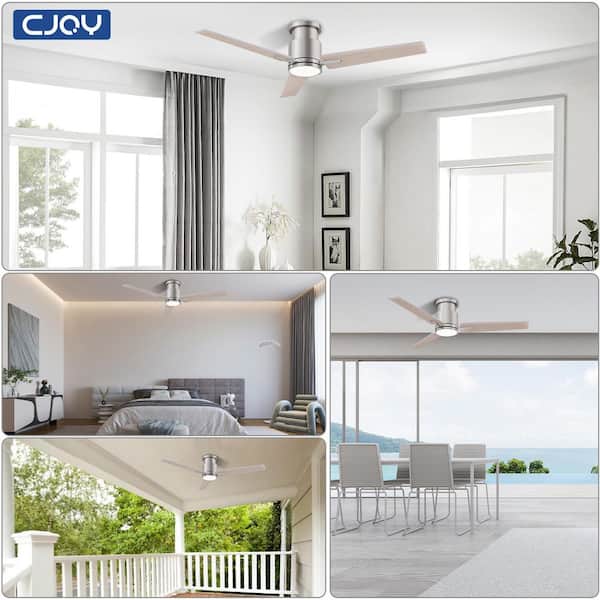 52 in. Indoor/Outdoor Brushed Nickel Downrod Mount Ceiling Fan with Dimmable Color LED Lights and Remote, 6 Speeds