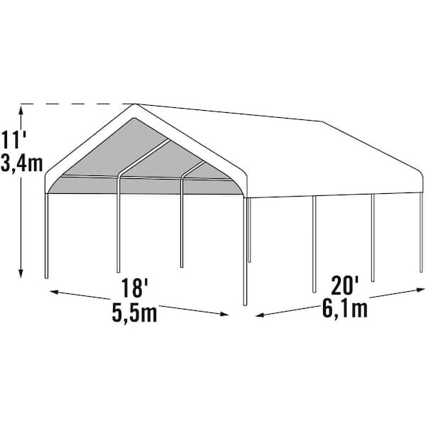 18 ft. W x 20 ft. H SuperMax Premium Canopy in White with Steel Frame and Patented Twist-Tie Tension Feature
