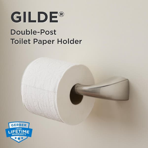 Gilde Wall-Mount Double Post Toilet Paper Holder in Brushed Nickel