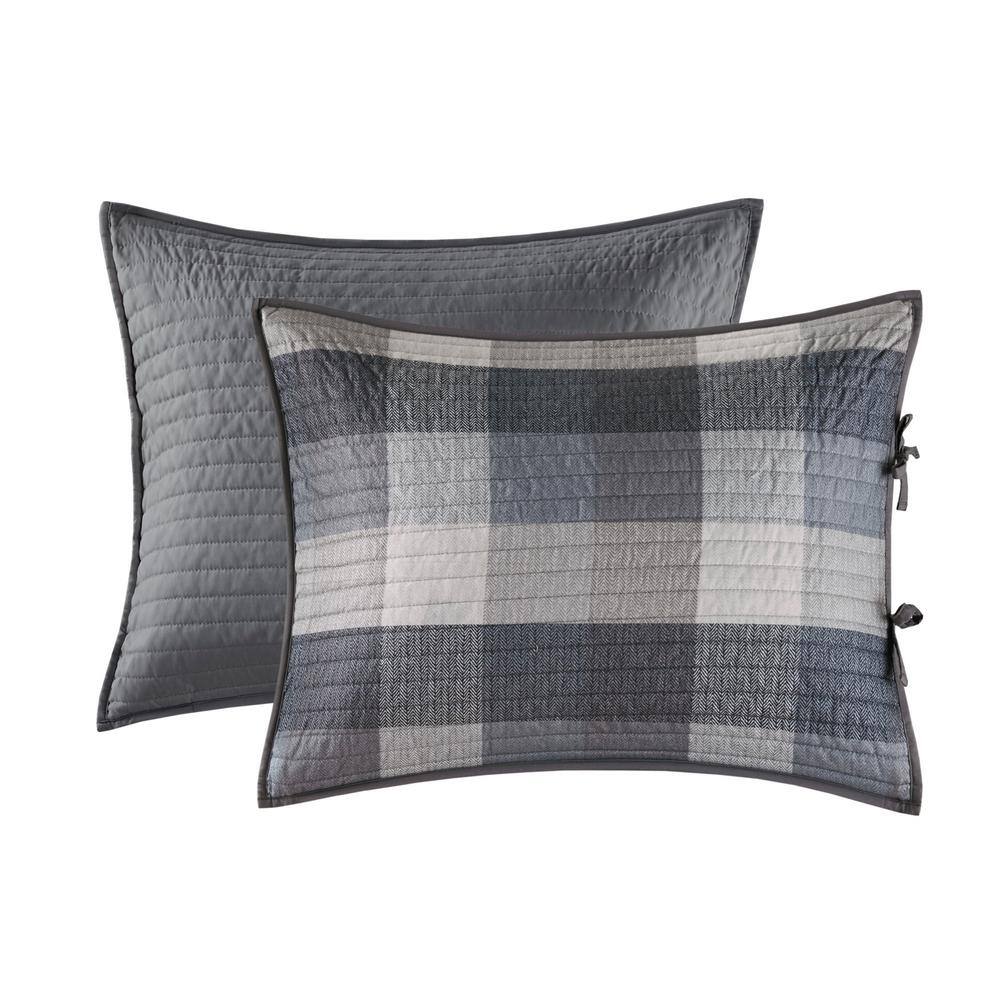 Gray Microfiber Reversible Plaid Daybed Cover Set