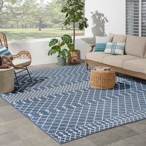 Positano Navy Blue 8 ft. x 10 ft. Moroccan Contemporary Area Rug