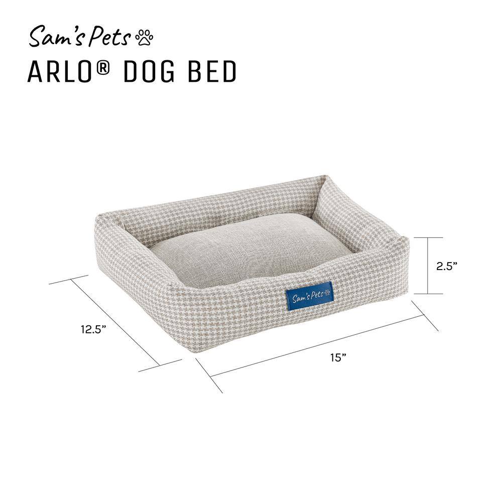 Small Beige Plaid Elevated Outdoor Dog Bed