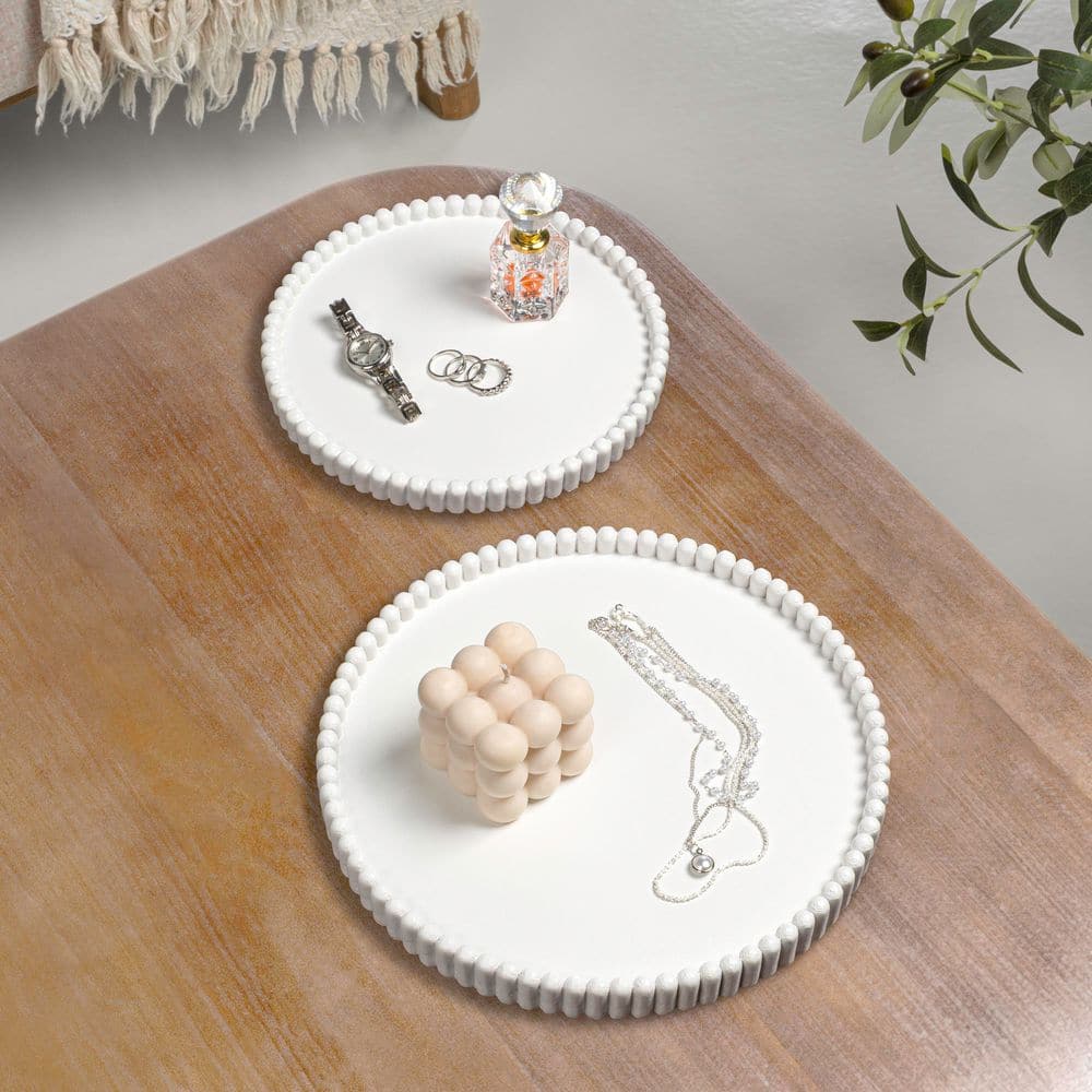 Opulence Modern Minimalist Concrete Fluted Edge Decorative Jewelry Trays, White (Set of 2) price history on PriceWatchPro