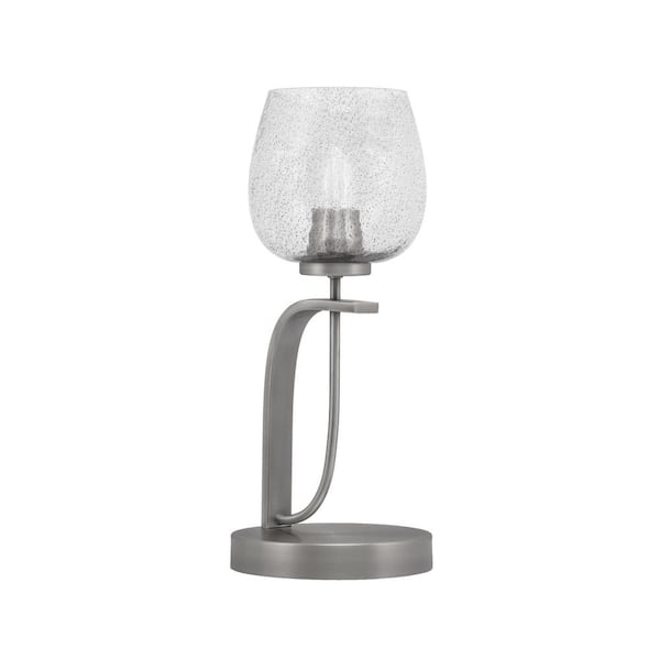 Unbranded Olympia 16.5 in. Graphite Piano Desk Lamp with Smoke Bubble Glass Shade