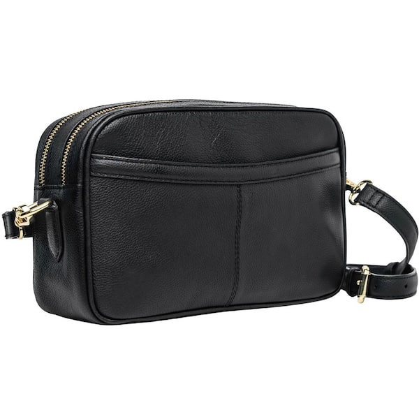Champs Gala Collection Leather Double-Zip Shoulder Bag, Black