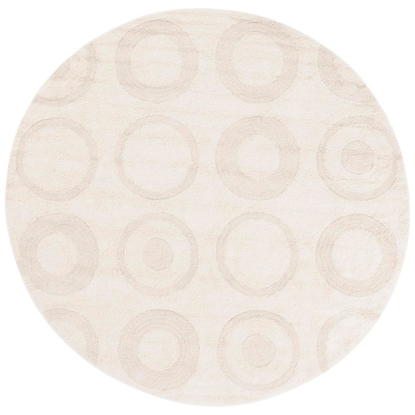 SAFAVIEH Easy Care 6 ft. x 6 ft. Ivory Solid Circles Round Area Rug ...