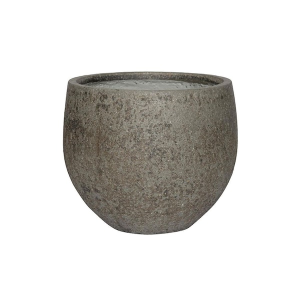 Pottery Pots 12.6 in L Mini Orb L, Fiberstone Cement and Stone Planter Indoor and Outdoor, Diorite Grey