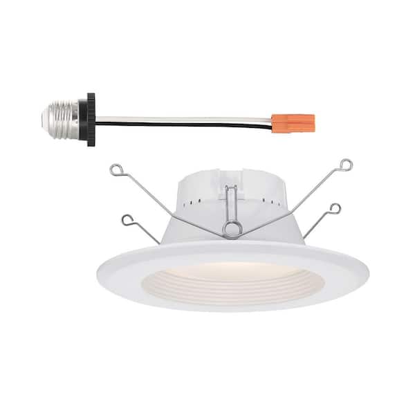 EnviroLite 5 in./6 in. Selectable CCT Integrated LED White Baffle Recessed Trim