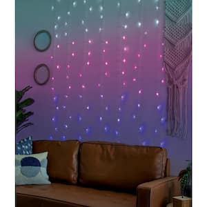 112 Ombre Light 4.2 ft. x 5 ft. Indoor Battery Operated Integrated LED Curtain String Lights with Remote Control